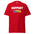 A red Pridelity Support T-Shirt featuring the bold and colorful phrase "SUPPORT LOVE.