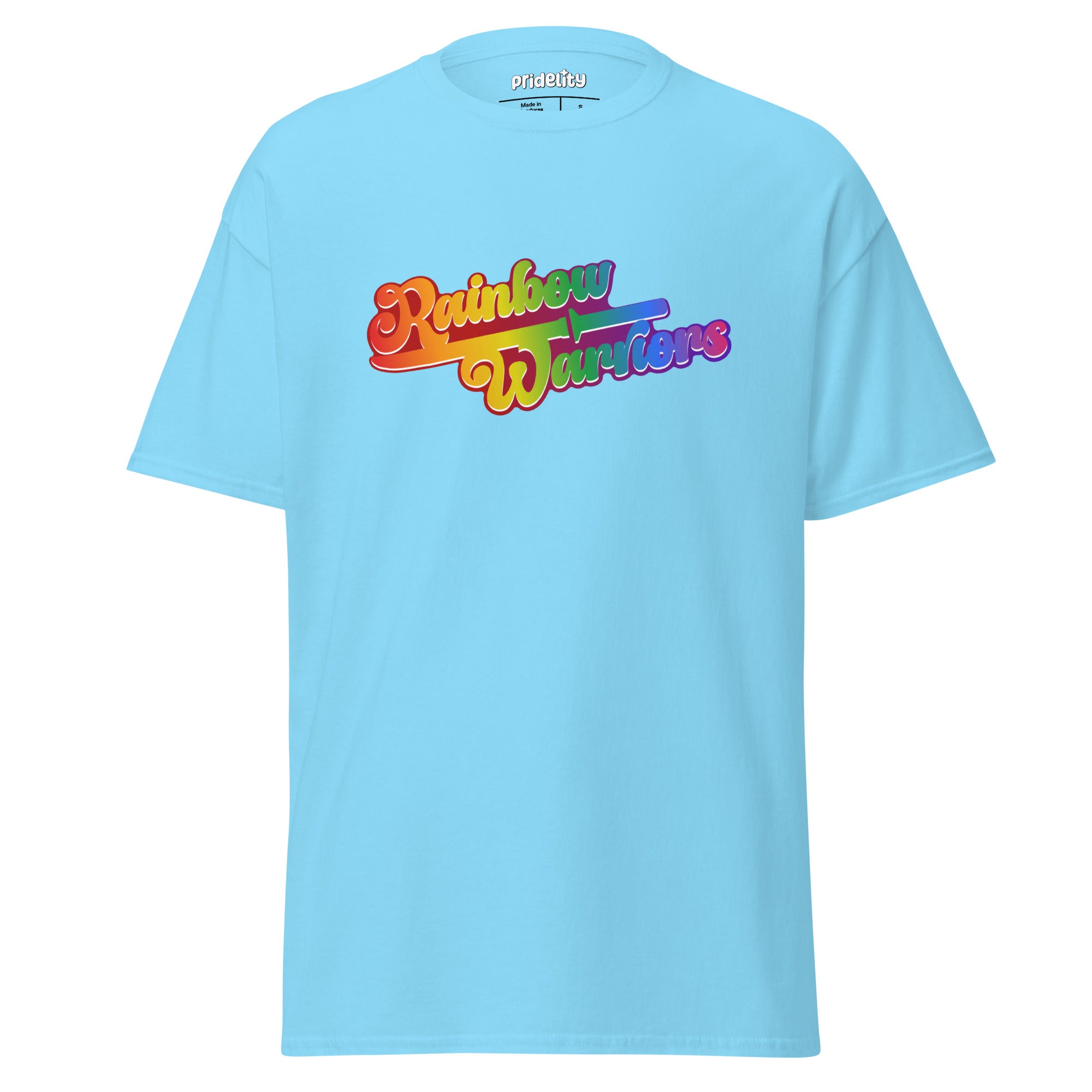 A gold Rainbow Warriors T-Shirt by Pridelity featuring the phrase 