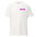 The Daddy T-Shirt from Pridelity's Pride Merch line is a purple t-shirt that features the word "Daddy" in pink and white on the left chest area.