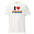 Introducing the I Love Pride T-Shirt from Pridelity: This white T-shirt showcases "I ♥ PRIDE" on the front, with a vibrant red heart and dazzling rainbow-colored letters for "PRIDE".