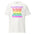 White Spread Love, Not Hate T-Shirt with bold rainbow text advocating for equality, love, and kindness. Essential LGBTQ+ pride apparel.