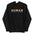 A folded Human Hoodie by Pridelity, featuring the word "HUMAN" prominently displayed in bold, rainbow-colored letters on the front. The black pride hoodie has its hood up, with untied drawstrings resting on the fabric.