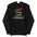 The "I Can't Even Think Straight" hoodie by Pridelity is a white pride hoodie that showcases vertically stacked colorful text in shades of red, orange, yellow, green, and pink. It includes a front pocket and drawstrings for added comfort.