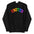 The United Hoodie by Pridelity, part of the Pride Collection, features "UNITED" in vibrant rainbow colors on the front to represent LGBTQ+ unity and diversity. It's expertly folded with the hood arranged on top.