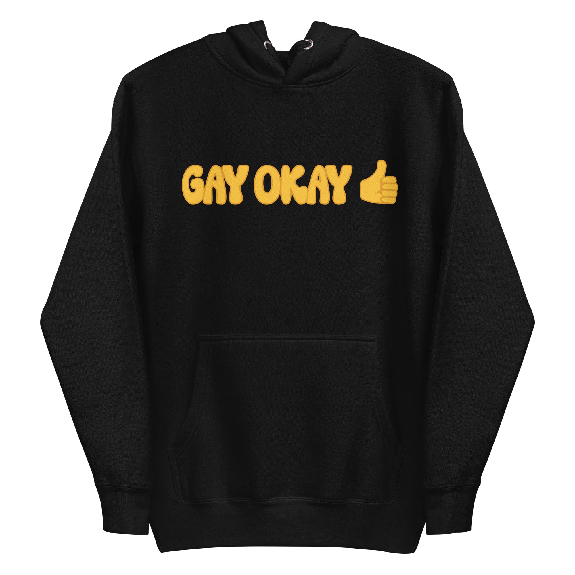 Introducing the Gay Okay Hoodie by Pridelity, a white pride hoodie showcasing 