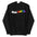 The Bold Hearts Hoodie from Pridelity is a black garment showcasing the words "Bold Hearts" on the front in a playful, wavy font to celebrate Pride. "Bold" stands out in white, while "Hearts" captivates with a vibrant rainbow gradient. This stylish piece of Pride merchandise includes a front pocket and drawstring hood for extra comfort.