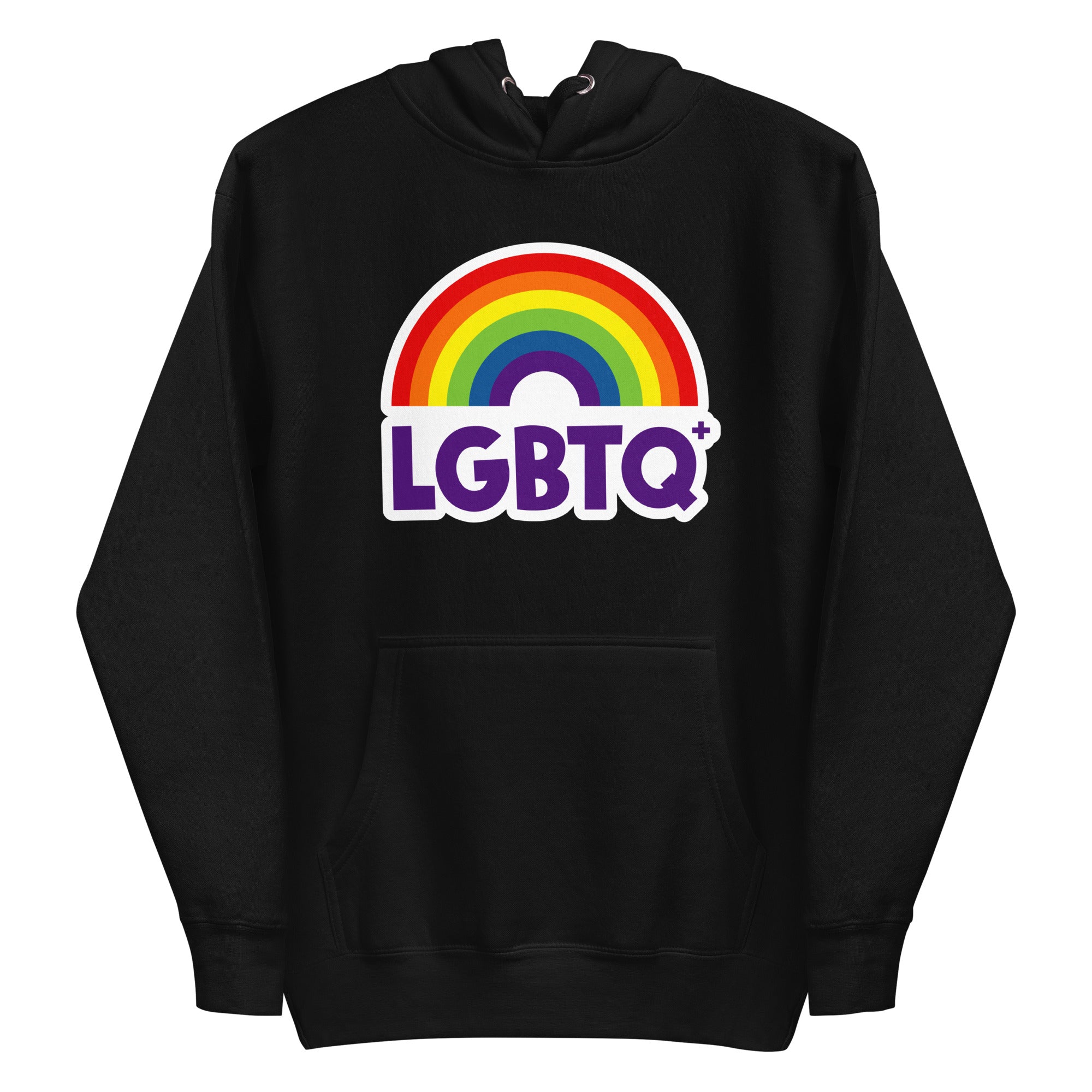 The Pridelity LGBTQ+ Hoodie, with its vibrant purple hue, showcases a rainbow design above the 