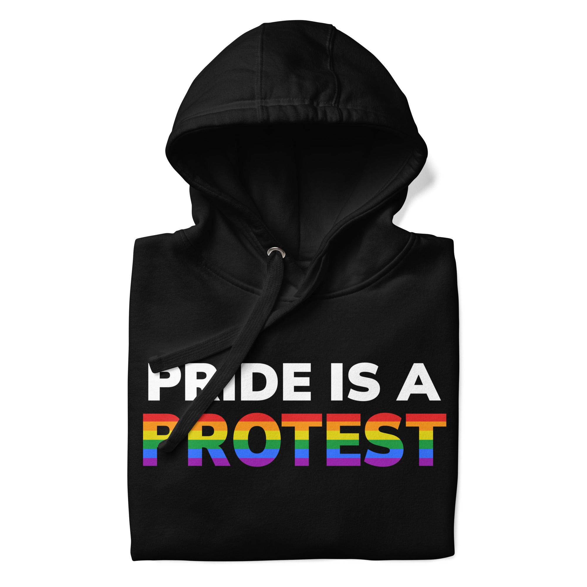 The Pride is a Protest Hoodie by Pridelity features an eye-catching design with the bold statement 