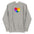 The Pride Heart Hoodie from Pridelity is a white hoodie adorned with a multicolored heart emblem at its center, inspired by pride shirts. Each segment of the heart reveals a different color, creating a vibrant rainbow pattern. It also includes a convenient front pocket and an adjustable hood with drawstrings for added comfort.