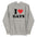 The I Love Gays Hoodie by Pridelity showcases striking black text with "I ♥ GAYS" on the front, substituting a bright red heart for "love." It includes a convenient front pocket and a drawstring hood, offering both style and comfort. This hoodie is available in white.