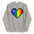 Introducing the Big Pixel Heart Hoodie by Pridelity, a team royal blue garment showcasing a centrally placed pixelated heart design in radiant rainbow shades of red, orange, yellow, green, blue, and purple. Proudly part of our Pride Collection.