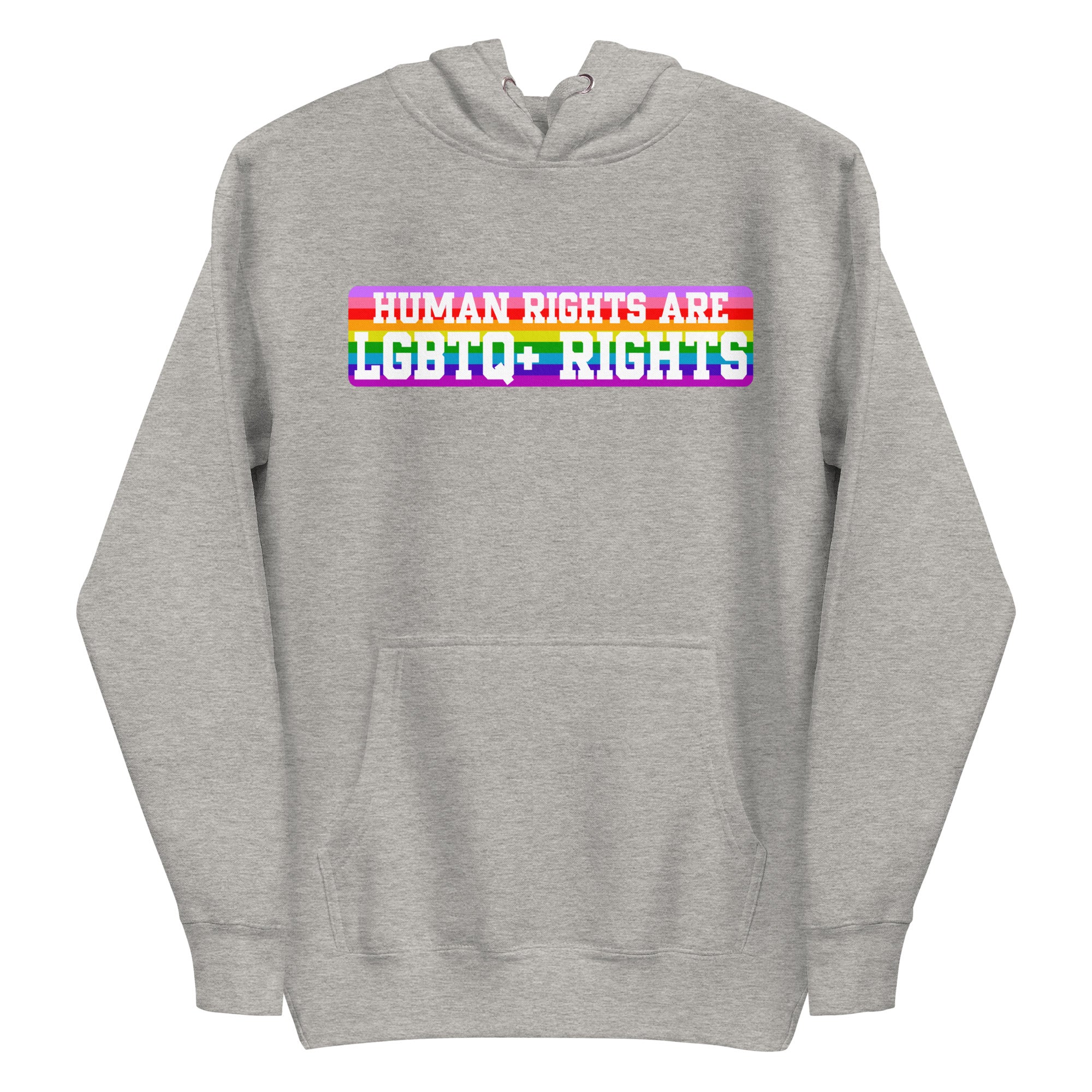 Introducing the Pridelity LGBTQ+ Rights Hoodie, a striking white garment that makes a powerful fashion statement. It features an eye-catching text design with the message 