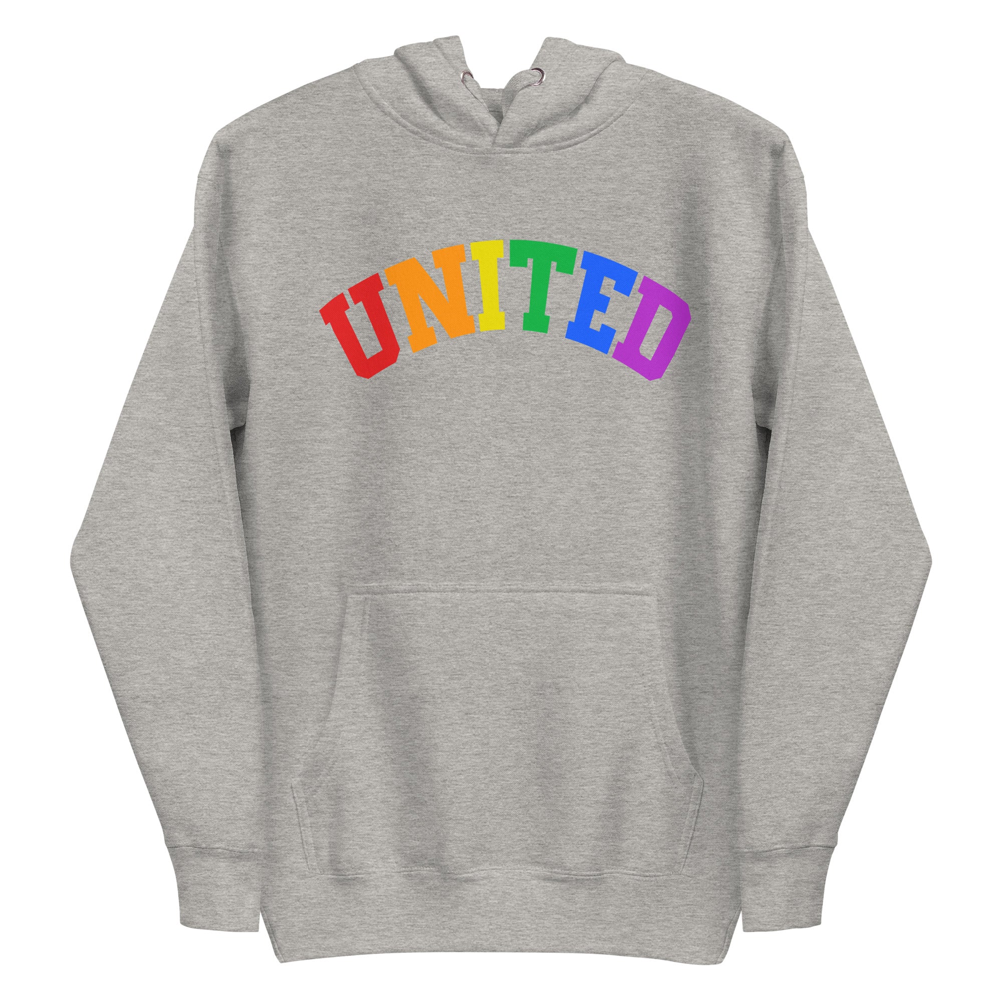 The United Hoodie by Pridelity, part of the Pride Collection, features 