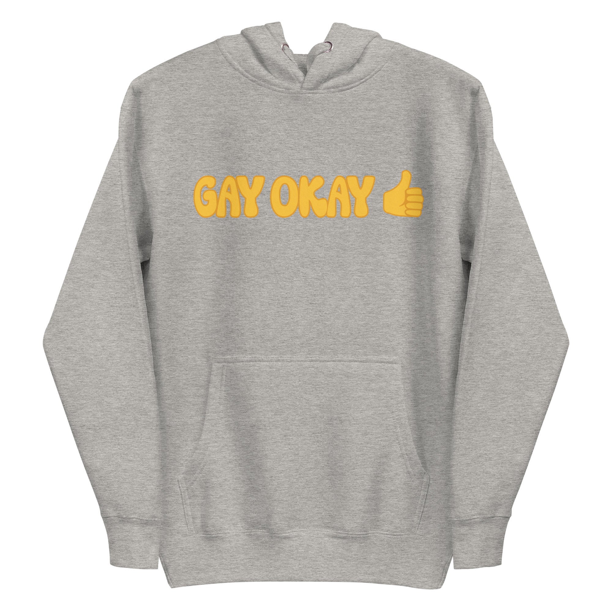 Introducing the Gay Okay Hoodie by Pridelity, a white pride hoodie showcasing 