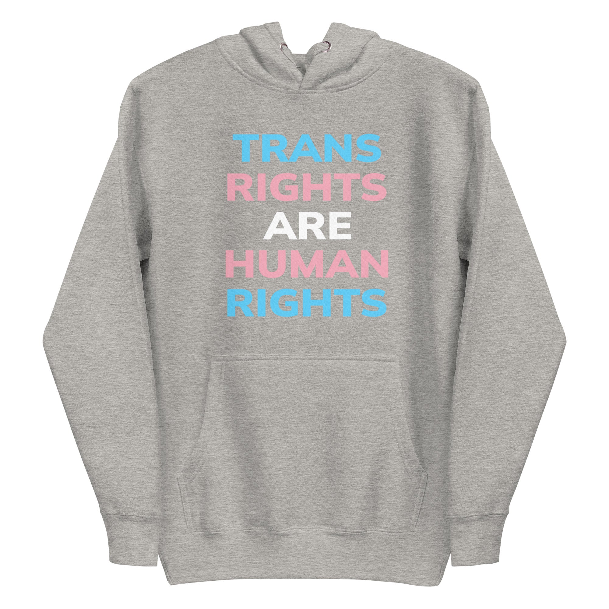 Introducing the Trans Rights Hoodie from Pridelity's pride collection—this navy blazer hoodie prominently showcases the phrase 