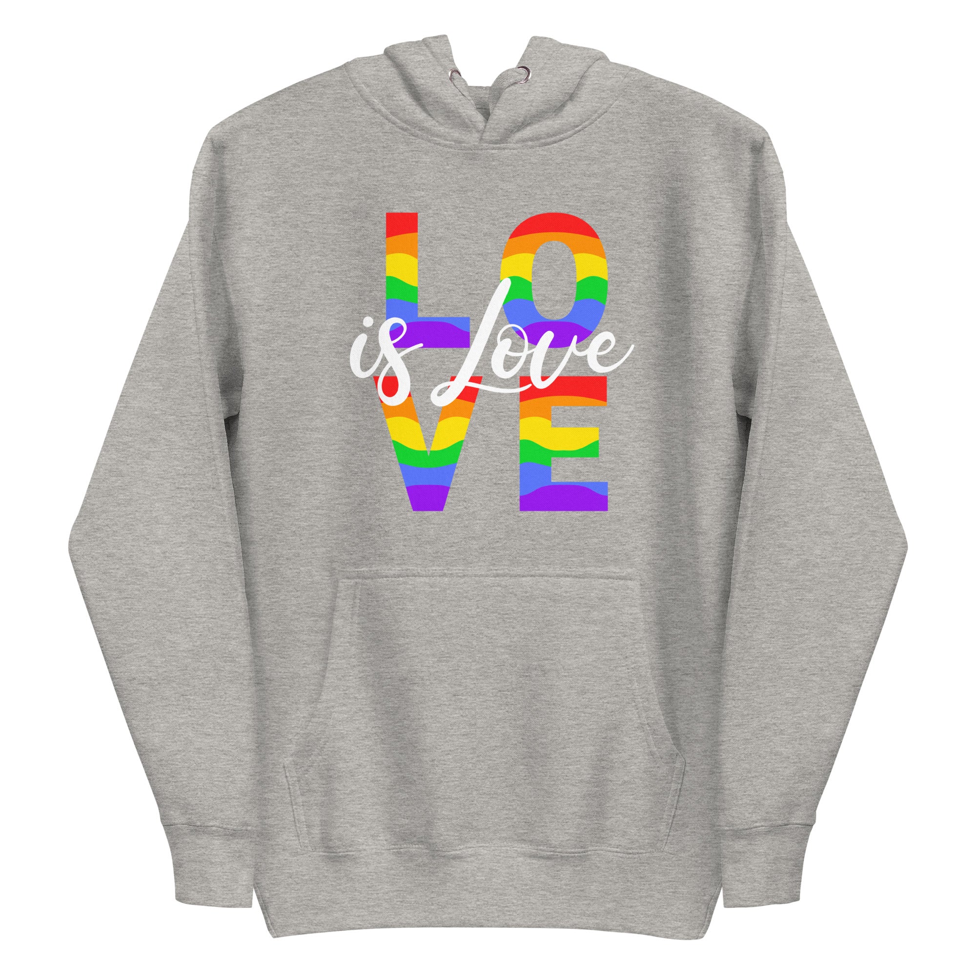 Pridelity introduces the Love Hoodie, a stylish black garment that celebrates pride. It showcases 