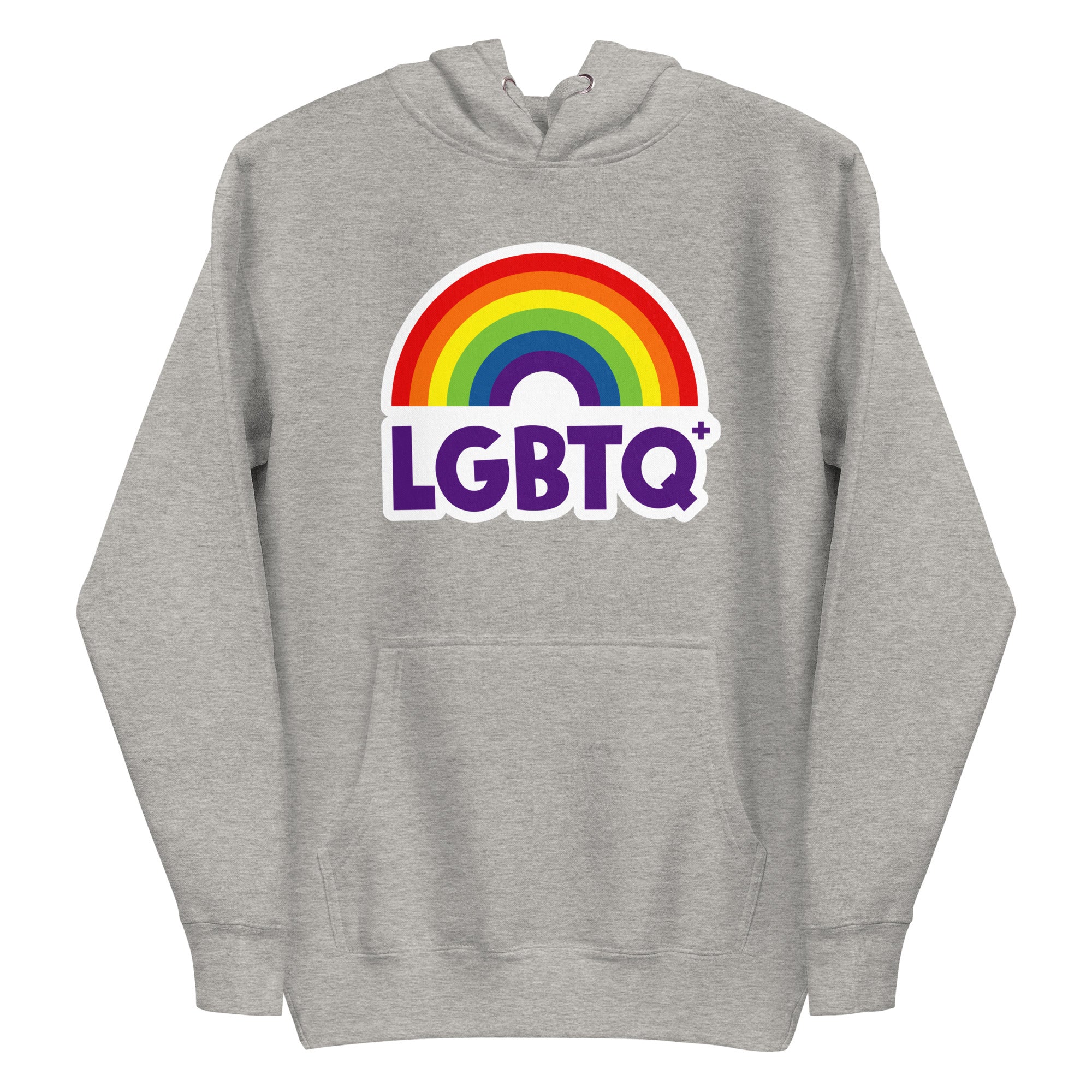 The Pridelity LGBTQ+ Hoodie, with its vibrant purple hue, showcases a rainbow design above the 