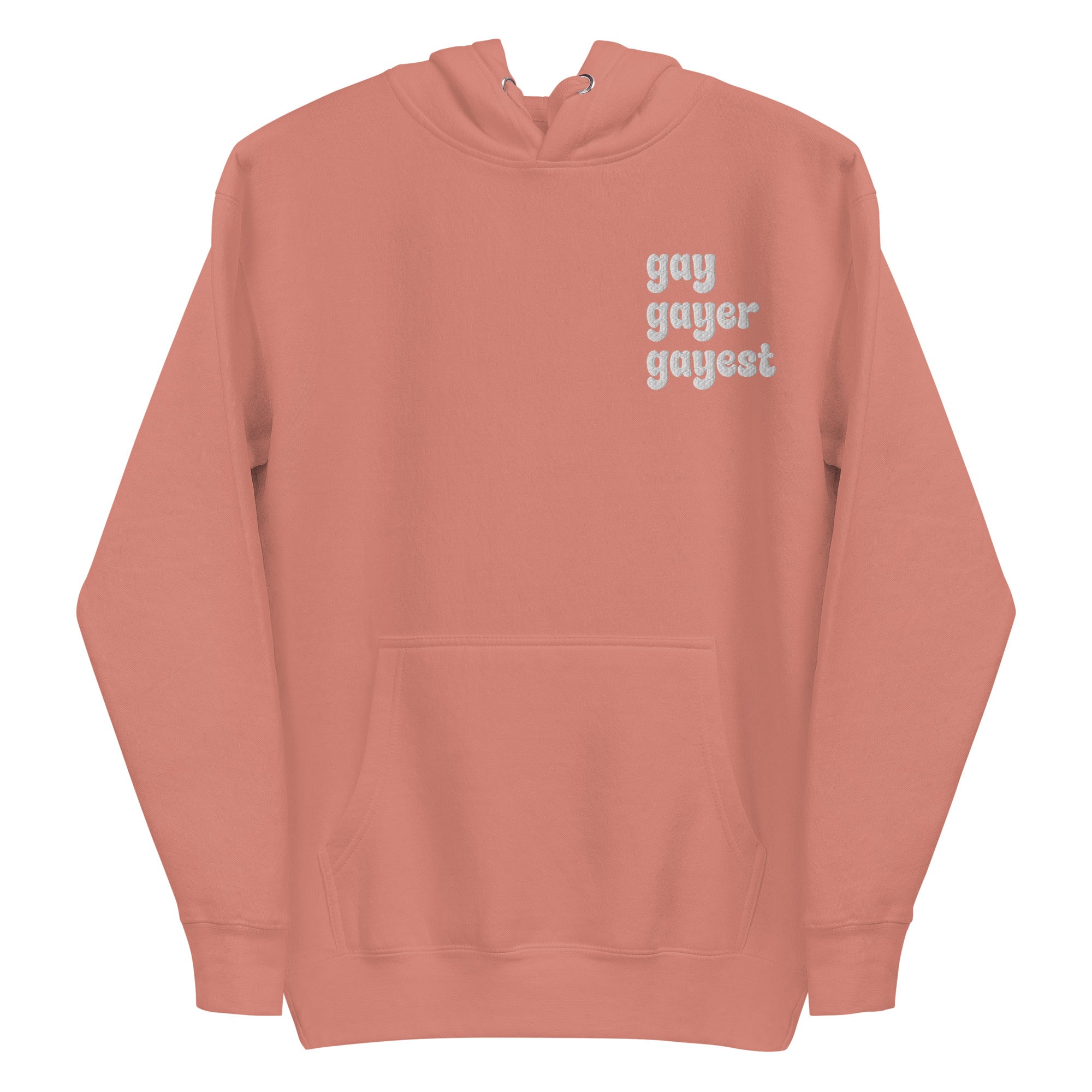 A Dusty Rose-colored hoodie from Pridelity's collection, named 