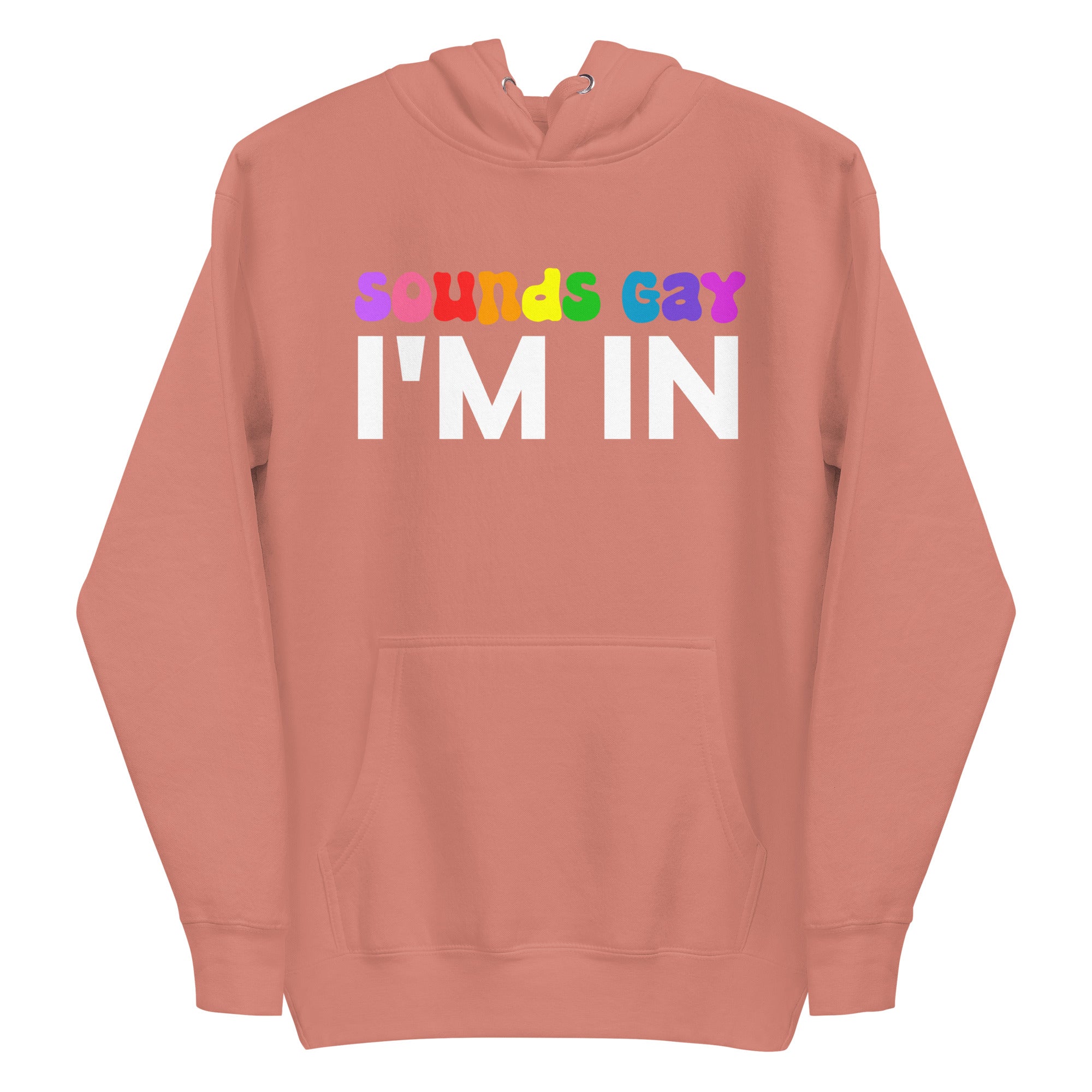 This black Sounds Gay Hoodie from Pridelity's pride collection boldly features the phrase 