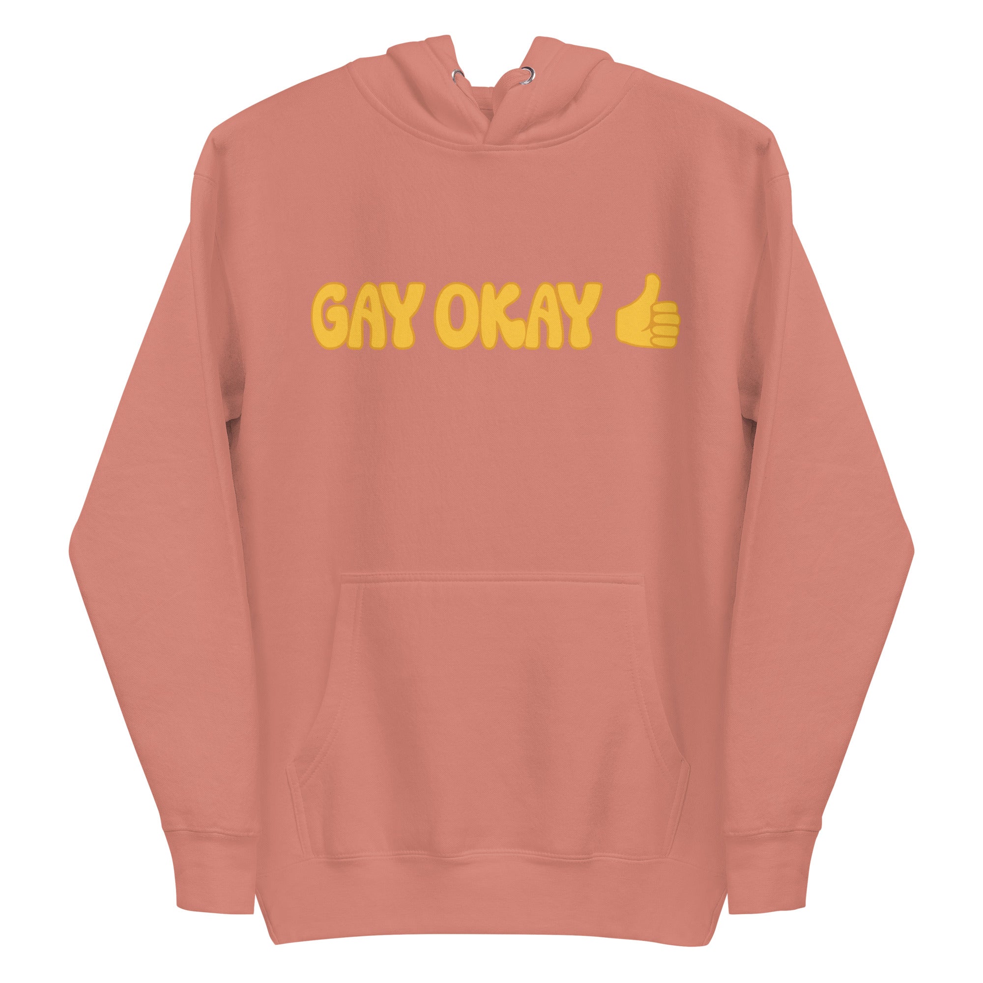 Introducing the Gay Okay Hoodie by Pridelity, a white pride hoodie showcasing 