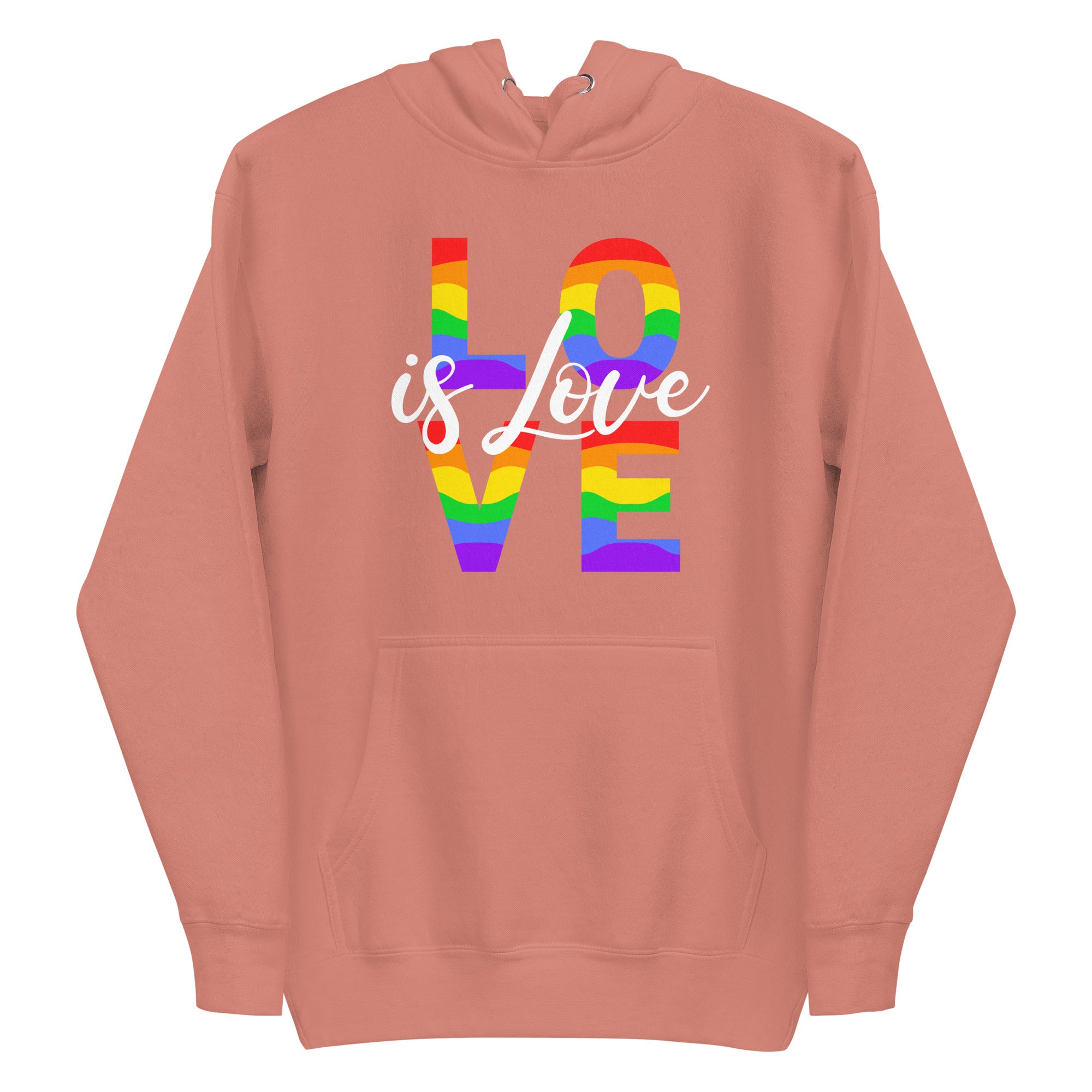 Pridelity introduces the Love Hoodie, a stylish black garment that celebrates pride. It showcases 