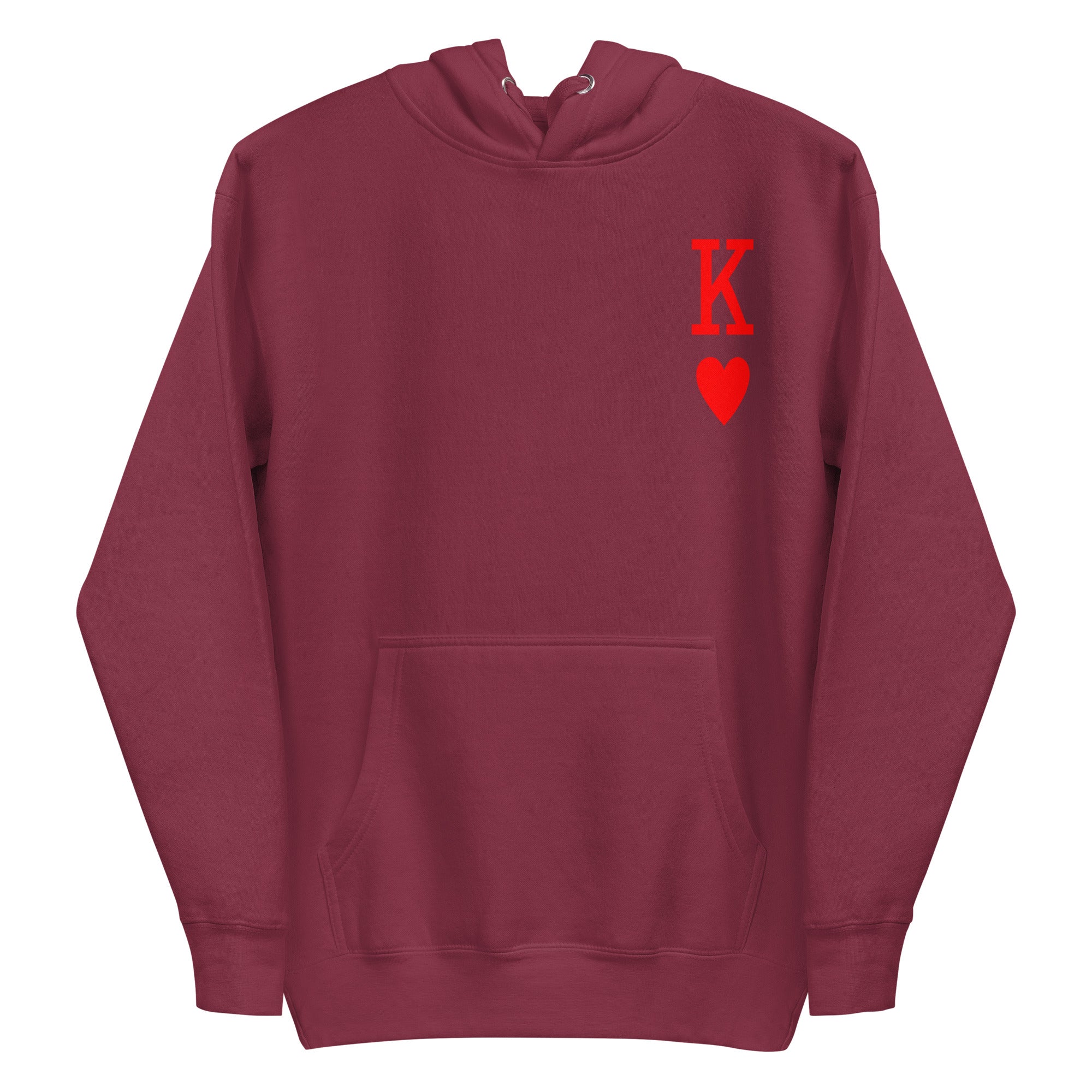 White King of Hearts Hoodie by Pridelity, adorned with a red 