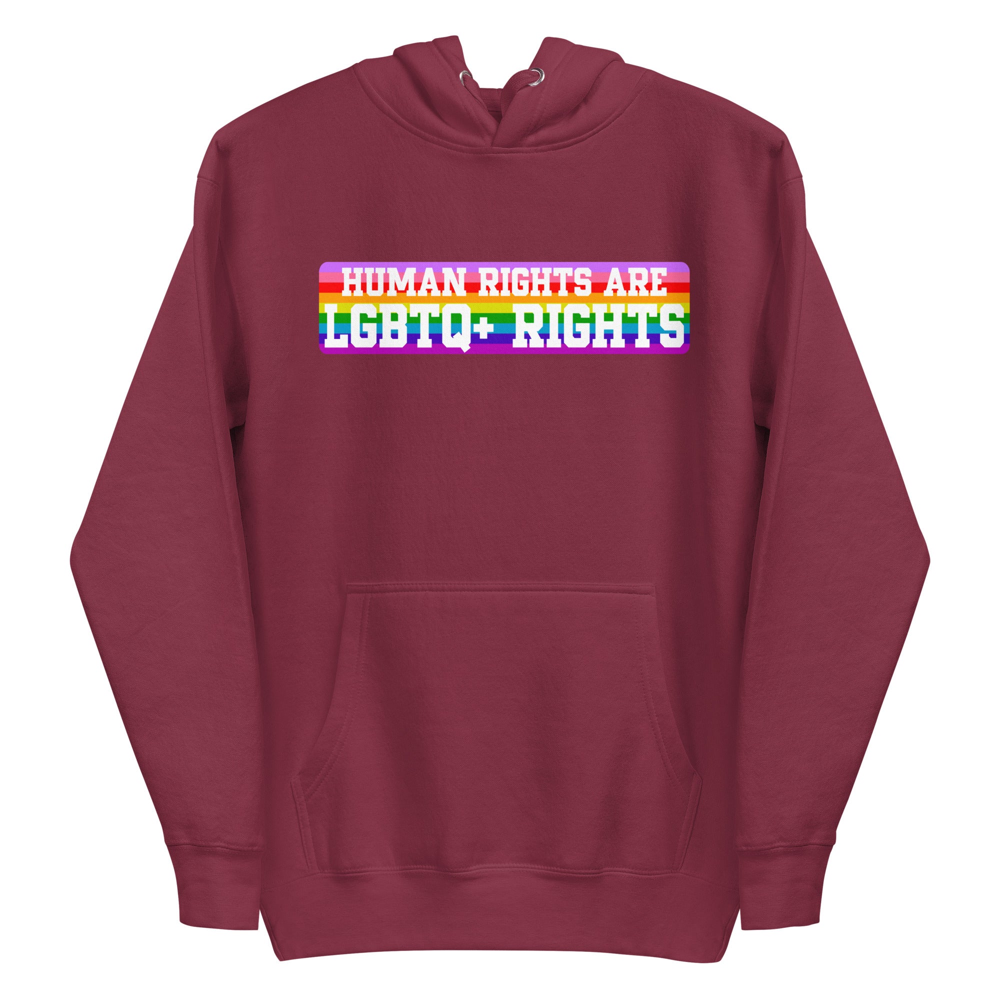 Introducing the Pridelity LGBTQ+ Rights Hoodie, a striking white garment that makes a powerful fashion statement. It features an eye-catching text design with the message 