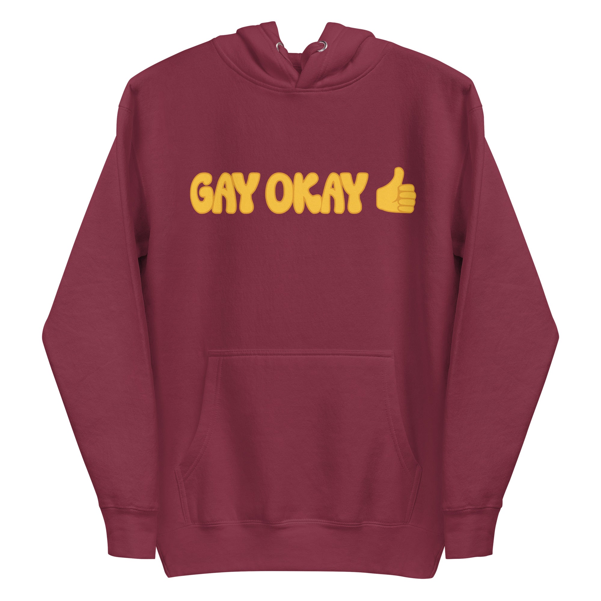 Introducing the Gay Okay Hoodie by Pridelity, a white pride hoodie showcasing 