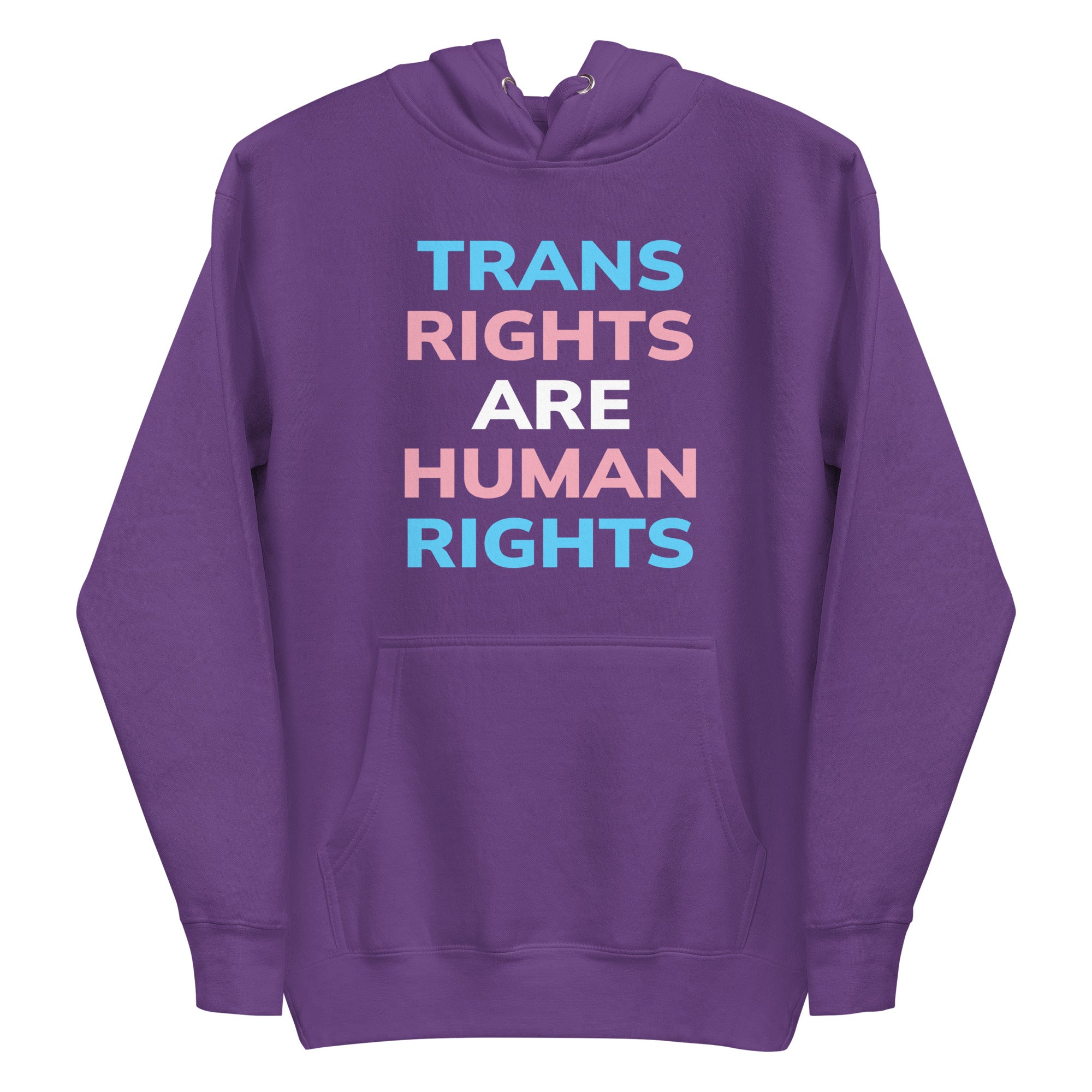 Introducing the Trans Rights Hoodie from Pridelity's pride collection—this navy blazer hoodie prominently showcases the phrase 