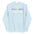 Light blue Warning Hoodie showcasing rainbow text '100% Gay and Ready to Slay,' a stylish and cozy pride clothing choice.