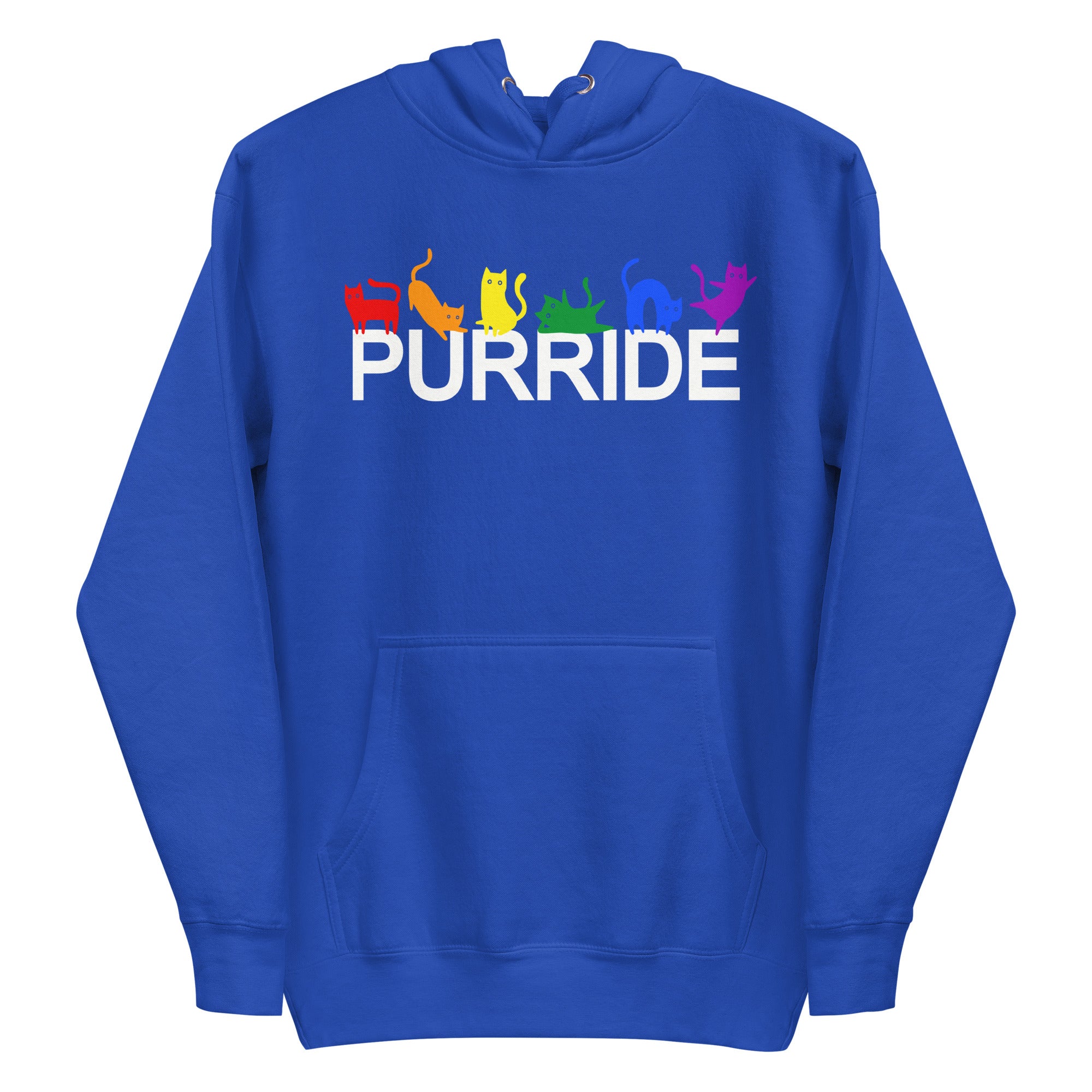 The Purride Hoodie by Pridelity is a standout among pride shirts, featuring the word 