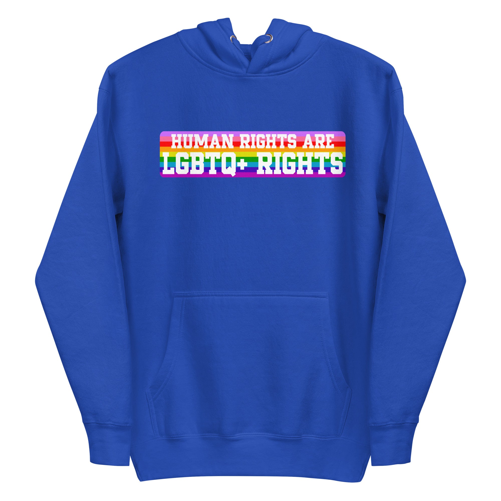 Introducing the Pridelity LGBTQ+ Rights Hoodie, a striking white garment that makes a powerful fashion statement. It features an eye-catching text design with the message 