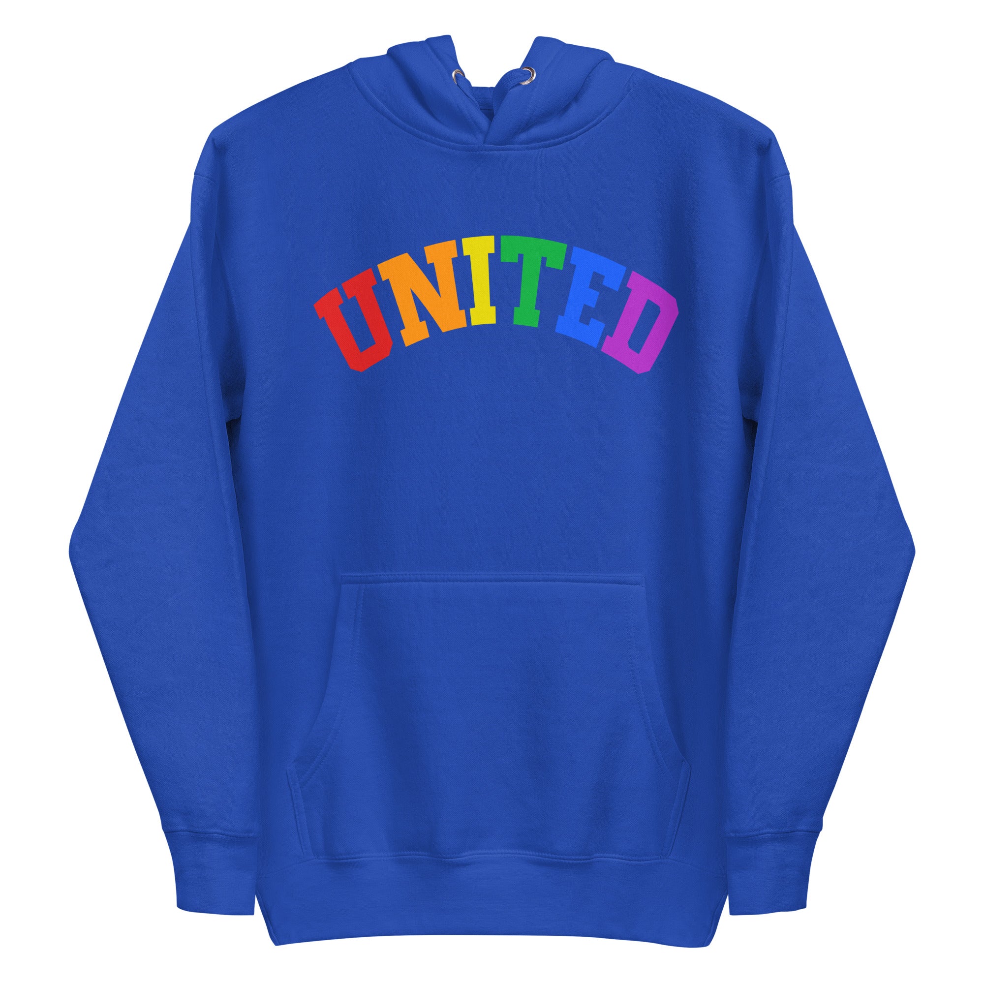 The United Hoodie by Pridelity, part of the Pride Collection, features 