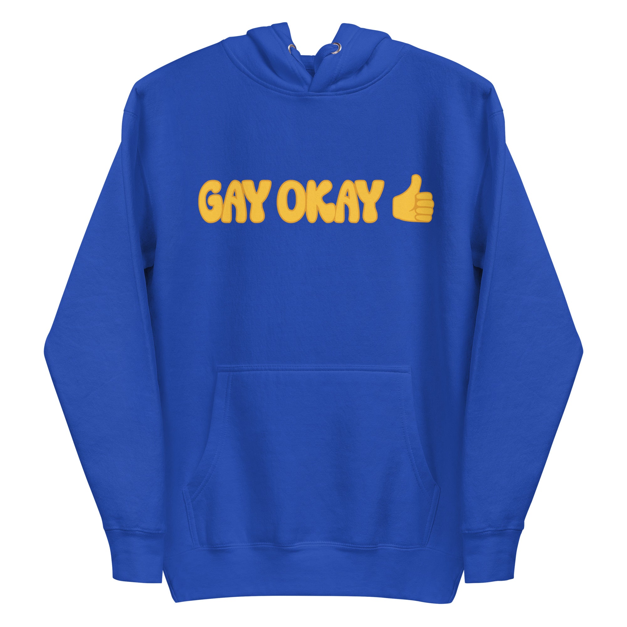 Introducing the Gay Okay Hoodie by Pridelity, a white pride hoodie showcasing 