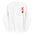 White King of Hearts Hoodie by Pridelity, adorned with a red "K" and heart symbol on the upper left side, reminiscent of a playing card design. Ideal for individuals who appreciate distinctive pride apparel with a timeless touch.