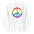 The Peace Hoodie by Pridelity showcases a rainbow peace symbol on the front of a black hoodie, set against a plain white background, making it an ideal addition to your pride shirt collection.