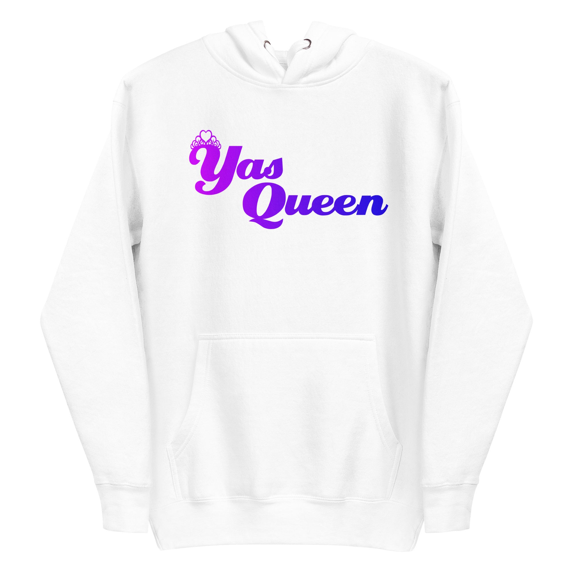 Introducing the Yas Queen Hoodie by Pridelity, a black hoodie from their pride collection. This stylish piece features 