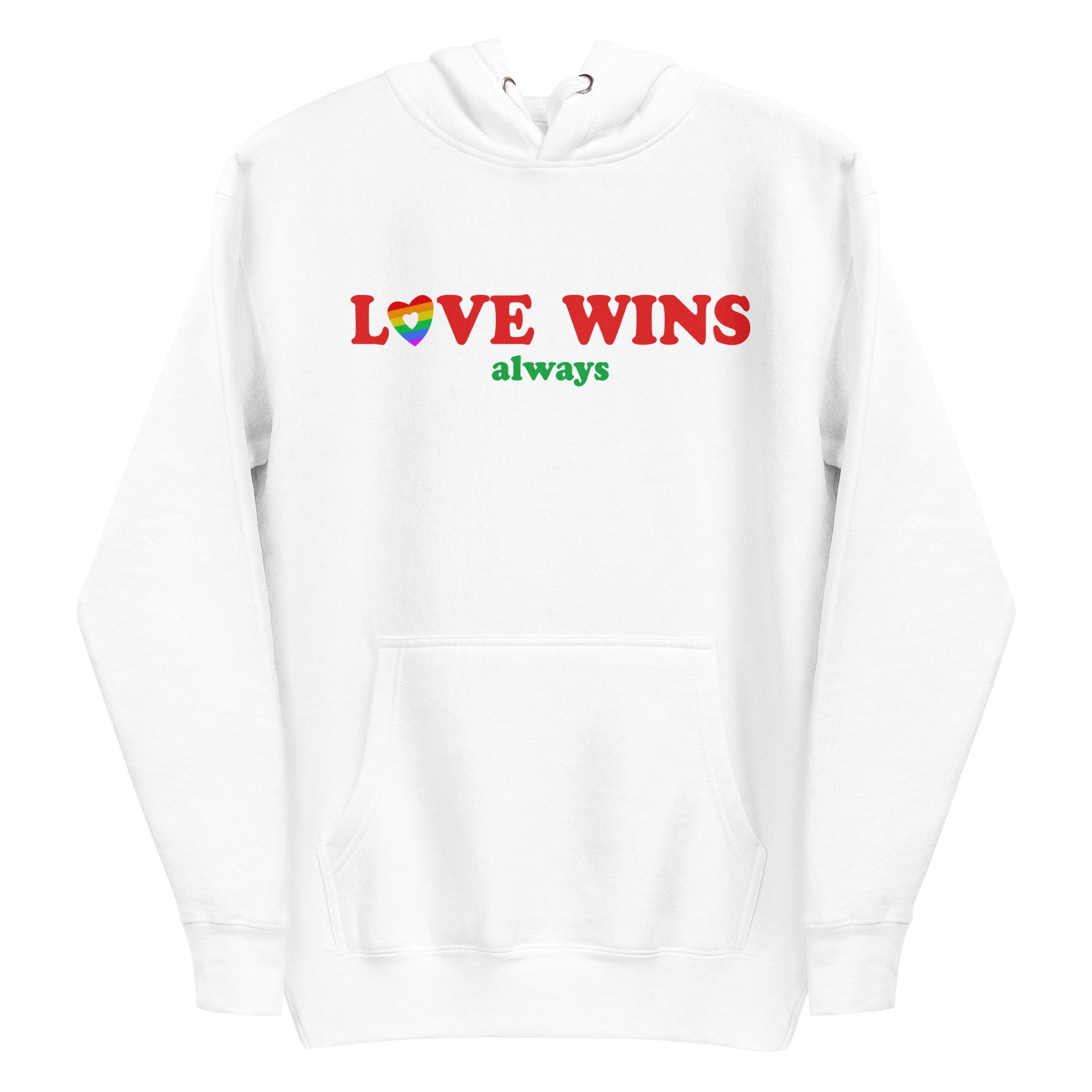 Introducing the Love Wins, Always Hoodie by Pridelity in Team Royal. This cozy garment is perfect for proudly expressing yourself, featuring the phrase 