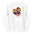 The Pridelity Fist Up Hoodie features a striking design of a raised fist within a heart filled with rainbow hues, beautifully blending empowerment and LGBTQ+ pride. This design stands out on its crisp white fabric.