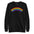 Black Rainbow Sweatshirt by Pridelity from the pride collection, showcasing a vibrant rainbow graphic on the front with red, orange, yellow, green, blue, and purple stripes.