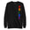 The Vertical Pride Sweatshirt by Pridelity is a white sweatshirt from the pride collection that proudly features the word "PRIDE" in vibrant rainbow colors, arranged vertically along the right side.