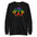 This Pridelity "Peace & Love" Sweatshirt in white showcases a vibrant rainbow "Peace and Love" text over a large peace symbol with gradient colors.