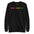 The Pixel Hearts Sweatshirt by Pridelity showcases a series of eight pixelated hearts in lively pride hues—purple, pink, red, orange, yellow, green, blue, and teal—across the chest on a carbon grey backdrop.