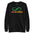 Introducing the "Love Is Eternal Sweatshirt" by Pridelity: a striking black sweatshirt featuring a green infinity symbol above the phrase "LOVE IS ETERNAL," artistically rendered in a captivating gradient blend from pink to orange. This standout piece captures the essence of rainbow-inspired fashion, celebrating infinite love and vivid self-expression.