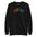 The United Sweatshirt from Pridelity's pride collection is a black design showcasing the word "UNITED" arced across the chest, with each letter in a different color to form a vibrant rainbow pattern. It features long sleeves and a crew neck, making it an ideal pride outfit for any occasion.