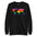 Introducing the World Pride Sweatshirt from Pridelity—a black sweatshirt that showcases a striking world map design in rainbow colors across the chest, celebrating LGBTQ+ pride.