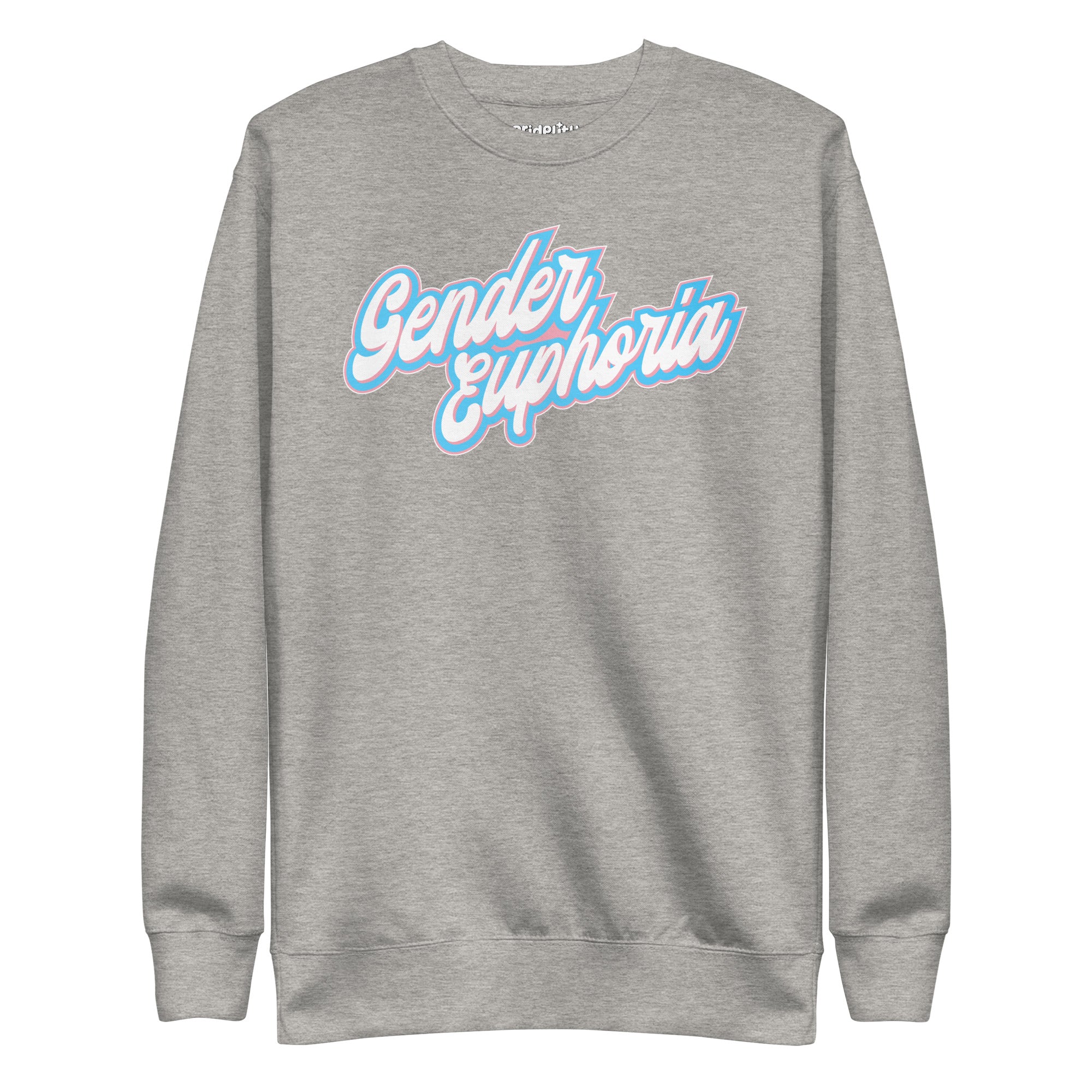 Introducing the Gender Euphoria Sweatshirt by Pridelity, offering a white backdrop adorned with 