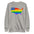 Introducing the US Map Pride Sweatshirt from Pridelity: a stylish black sweatshirt featuring a vibrant rainbow flag design overlaid on a graphic of the United States map. The top left corner highlights blue and white stars, reminiscent of the American flag, making it an ideal choice for anyone seeking fashionable pride apparel.