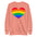 The Big Heart Sweatshirt by Pridelity from the Pride Collection showcases a large heart design with rainbow stripes, symbolizing LGBTQ+ pride. This vibrant heart design beautifully contrasts with the gray fabric background.