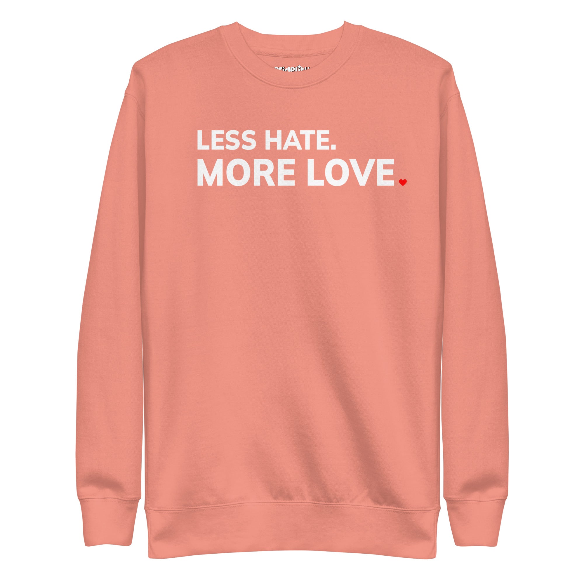 A folded black More Love Sweatshirt with the phrase 